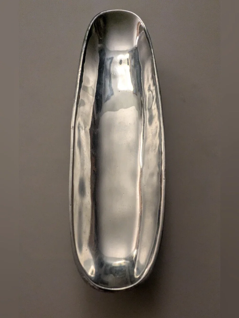 Silver Tone Metal Footed Serving Boat Tray 12.5